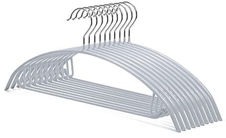 Nature Smile Non Slip PVC Coating Sweater Hangers,Dress Suit Coat Hangers,Shoulder Bump Free Golf T Shirts Clothes Hangers (Silvery Grey Color 10 Pack)