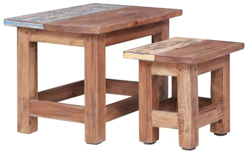vidaXL 2X Satztisch Rustikal Couchtisch Beistelltisch Wohnzimmertisch Kaffeetisch Sofatisch Nachttisch Tisch Massives Mahagoniholz