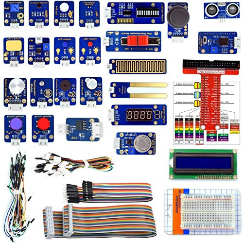 Adeept Kit de démarrage de capteur de 24 modules pour Raspberry Pi 4/3/2 B/B+, Raspberry Pi avec tutoriels, avec Code C et Python, Guide PDF de 95 Pages
