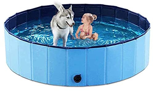 Hundepool für Haustiere und Kinder,(80 x 20cm) Faltbares Hundeschwimmbad PVC rutschfeste Badewanne Stabile Kinder Haustier Hund Planschbecken für Garten Patio Badezimmer