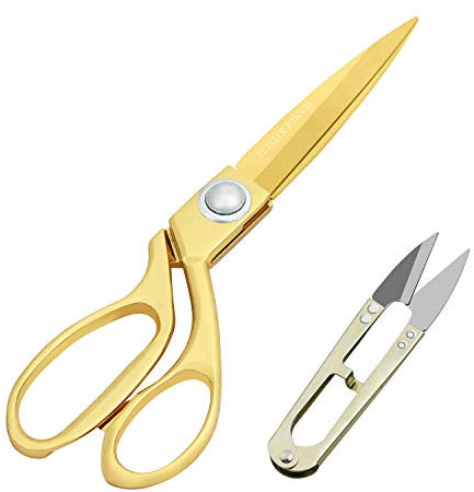 Handi Stitch Schneiderschere Gold Stoffschere mit Fadenschneider - Profi Textilschere Scharf 22,86cm aus Edelstahl – Goldene Schere Schneidet Stoff, Kleidung, Textilien, Leder, Jeans, Nähen & Ändern