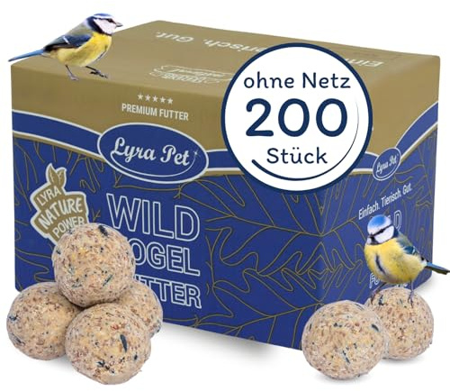 Lyra Pet® 200 Premium Meisenknödel ohne Netz à 85 g - Vogelfutter Wildvögel | Energielieferant für Wildvögel - Nährstoffreiches Wildvogelfutter - Kraftspendendes Fettfutter ganzjährig