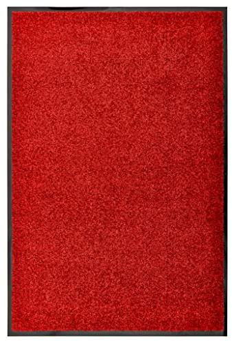 vidaXL Fußmatte Waschbar Schmutzfangmatte Türmatte Fußabtreter Schmutzmatte Schmutzfangläufer Sauberlaufmatte Innen Außen Rot 60x90cm