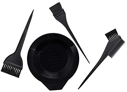 Ponik‘s Haarfärbemittel-Färbeset, 4-teilige Friseurpinsel Schüssel Combo Salon Werkzeugset, Haarfärbeset, Bleichschale, Kamm, Bürsten, Tönungs-Set, Set zum Selbermachen 3x Pinsel + Schüssel