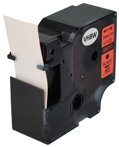 vhbw Schriftband-Kassette Ersatz für Dymo D1 | 53717 für Etiketten-Drucker 7m x 24mm Schwarz auf Rot