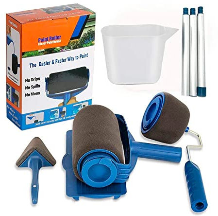 RevolutionLine - Juego completo de rodillos para pintar sin goteo | Rodillo Recargable con palo extensible | Kit de Rodillo de pintura con depósito integrado, antigoteo, no ensucia, fácil de usar