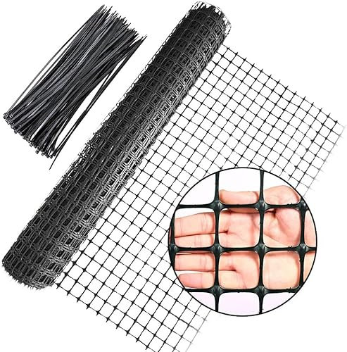 Garden Netting, 1x20m Garden Fence Animal Barriers, Heavy Duty Garden Fencing for Dogs, Reusable Construction Fences for Poultry, Yard, Vegetable, Industry Barrier - Black