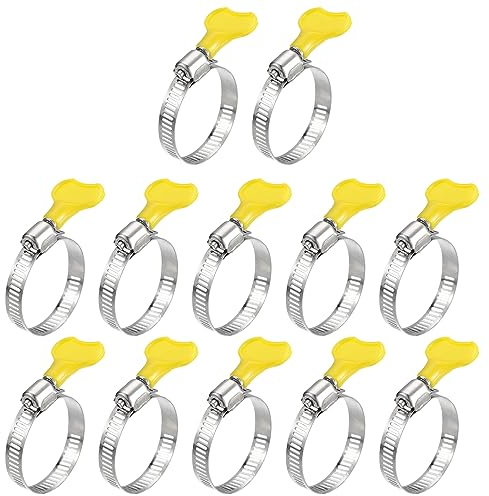QUARKZMAN Vis Sans Fin Engrenage Tuyau Collier Inox 1-1 1/2 12pcs | Clé Type Réglable, Tuyau Pinces Avec Plastique Poignée, Pour Sécurisation Tuyau