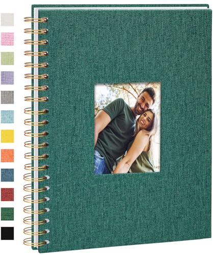 Vienrose Fotoalbum zum Selbstgestalten 28x20,5 cm, säurefreie | 20 Blätter 40 Weißen Seiten, DIY Scrapbook Spiralalbum, Leinen zum Einkleben für Hochzeit Baby Familien Jahrestag Geburtstag