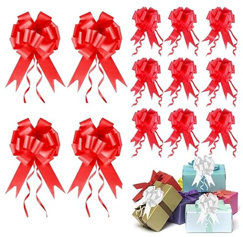 Pull Bögen Deko Geschenkschleife 30 Pcs Ziehschleifenband Rot Schleifendekoration Große Schleifen Geschenk Ziehschleife Kann für Geschenkboxen, Hochzeiten, Partydekorationen Verwendet Werden