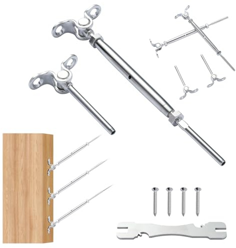 VEVOR T316 Stainless Steel Adjustable Angle 3.2mm Cable Railing Kit/Hardware for Wood Post，Marine Grade for 3.2mmWire Rope,0-180-Degree Angle & Easy Installation, Silver (20 Pack)