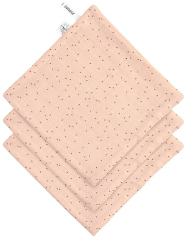 LÄSSIG Bébé gant de toilette en mousseline 3 pcs/Muslin/Terry Washcloth Set 3 pcs Dots peach rose
