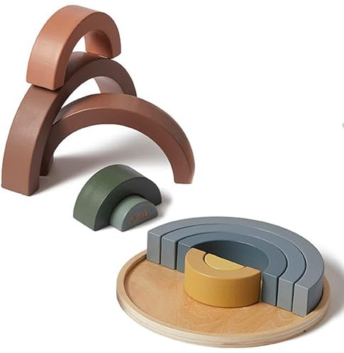 FLEXA Regenbogen Holzpuzzle - Holzspielzeug | Montessori Holz Lernspielzeug für Mädchen & Jungen | Fördert Fähigkeiten & Feinmotorik | Sortierspiel & Spielzeug ab 2 Jahr | Puzzle Geschenke für Kinder