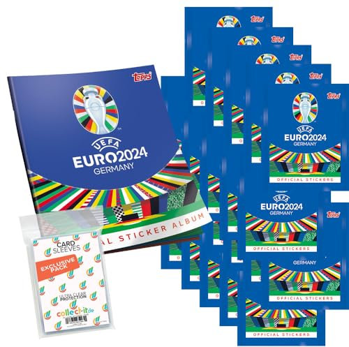 Bundle mit UEFA EURO 2024 Germany - Sammelsticker - 1 Album + 50 Tüten + Exklusive collect-it Hüllen
