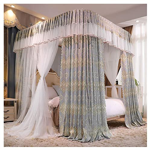 Bettvorhang, Himmelbett, Himmelbett, zweigleisig, Moskitonetz, Bettdekoration, Prinzessinnen-Vorhänge, Baldachin für Mädchen, Einzel-/Kingsize-Bett mit Rahmen (Größe: 1,5 x 2 m, Farbe: Has)
