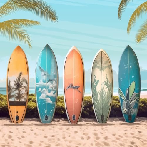 Ceanothe Tableau sur verre planches de surf 30x30 cm - Impression Image Haute Définition Pour Décoration Murale avec Finition Brillante Fabriqué en France