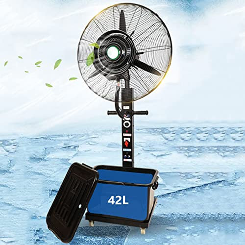 Preferspace Ventilador de nebulización Ventilador de refrigeración por pulverización ventilador industrial con 3 velocidades, Tanque de 42L, Tarea pesada Tanque de agua para patio Ventiladores