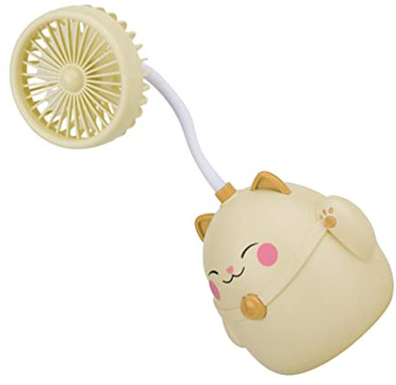 SSTANGLU Cat Fan Pen Holder Foldable Usb Fan Small Fan for Desk Sports Fans Lucky Fortune Cat Cartoon Small Fan Office Desk Fan Mini Fan Portable Electronic Component Charging Fan Travel(Yellow)