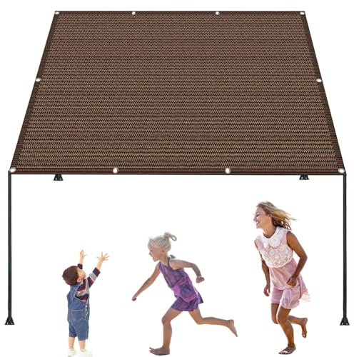 Tenda a Vela Ombreggiante Quadrata 5 x 8.5 m Rettangolo Protezione Raggi UV Antivento con Occhielli Panno Ombreggiante per Esterni per Esterno Terrazza Giardino, Marrone