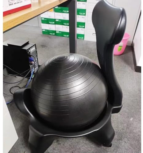 Silla con Pelota Silla de Ejercicios con Pelota y Respaldo, Taburete de Oficina Rodante Silla de Pelota de Equilibrio, Hogar Gimnasia Yoga Estabilidad Pelota Asiento para Abdominales, Parto, 6 Colores