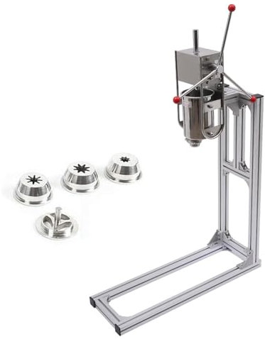 MNBVH Commercial Churro Machine Hand Crank Stainless Steel Professional Churro Maker Home Vertical Type Manual Spanish Donuts Churros Fill Machine Apply For Restaurants,Bakeries(Size:3L)