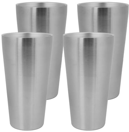 Adorila 4-pack isolerad kopp i rostfritt stål, 53 cl metall dubbelvägg vakuum vattenbehållare, återanvändbara stapelbara dricksglas för hem, husbil, kontor, fest