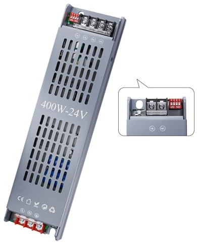 KOSOOM LED Trafo 230V auf 24V dimmbar, 400W LED Treiber 24V 16.6A Netzteil Driver Power Supply mit 4-Stufen Dimmfunktion & Sanftanlauf, Flimmerfrei Transformator für Streifen Beleuchtungssysteme
