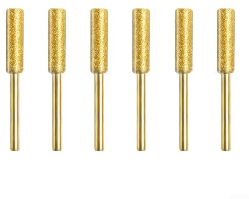 Elektrischer Sägeschärfer mit hoher Wärmeableitung mit 6 Ersatz-Verbandsteinen (Gold, 4 mm)