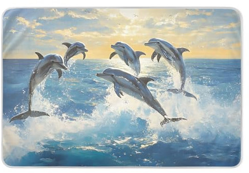 Playful Delphin Blue Erwachsene Urinierunterlagen für Betten, waschbar, starke Saugfähigkeit, Bettnässen, Inkontinenzeinlagen, 86,4 x 132,1 cm