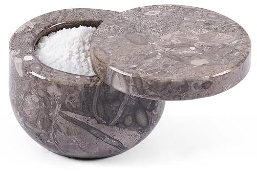Earthen Crafts Oceanic 7,6 cm marmor saltkällare med lock saltlåda – salt- och kryddburk förvaring magnetiskt lås lock behållare – saltkött för havssalt, flagnande salt och socker