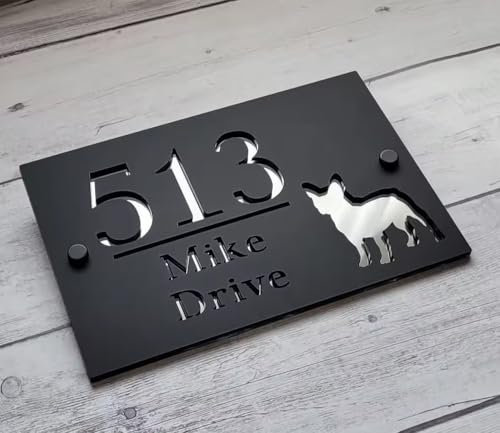 Plaque Numéro De Maison Extérieure Personnalisée, Signe Maison Chat, Plaque Porte Creuse Gravée En 3D Personnalisée, Plaque De Numéro De Maison En Acrylique D'originalité Moderne, Cadeau Numéro Maison