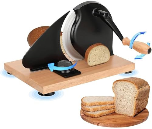 Trancheuse à pain manuelle, manivelle réglable épaisseur 0-2 pouces, lame ondulée en acier inoxydable, facile à nettoyer pour la maison et la boulangerie cuisine