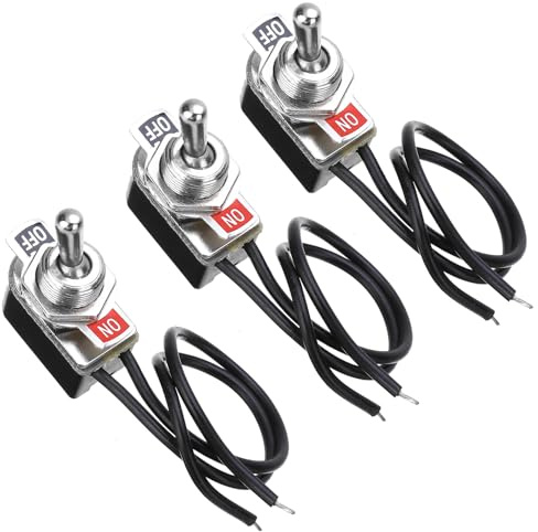 Powice 3X Kippschalter 12V mit Verkabelung, MiniBoot 2-Poliger Schalter 12V, 6A120V/3A230V Schalter Geeignet für den Einbau in Häusern, Autos und Elektrogeräten