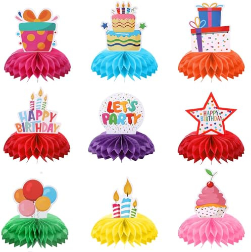 JOOTUEPO decorazioni da tavolo compleanno, Happy Birthday Decorazione, a Nido d’Ape Addobbi colorate Tavolo, decorazioni da tavolo per Bambini feste di compleanno centrotavola