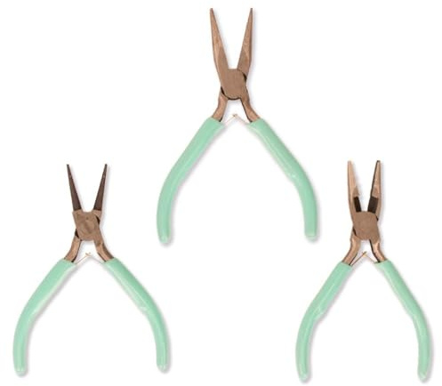 Craftelier - Juego de 3 Tenacillas, Alicates de Precisión para Cortar Alambre, de Punta Plana y Redonda con Mangos Antideslizantes, Herramientas de Acero Inoxidable para Joyería y Scrapbooking