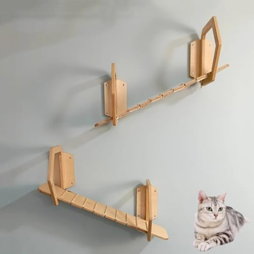 WANGJIANPENGPL 2 Stück Katzen Kletterwand, Katzenmöbel Wand, Aus Holz, Wanddurchgang, Kostenloses DIY