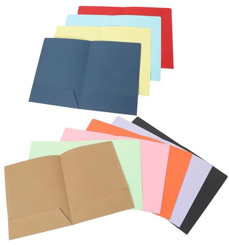 Sosoport Lot de 10 Dossiers A4 en Papier Épais à Double Poche Chemises de Classement Multicolores pour Documents Porte-Documents à Pochettes pour Bureau École et Organisation de