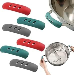 Twzqsyw 12 Silicone Pot Handle Covers - Heat Resistant, Non-Slip, for Cast Iron Skillet & Pans