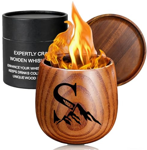 TIEBLU Vaso de whisky bourbon de madera carbonizada, grabado personalizado, con el nombre del logotipo, vaso de whisky de madera personalizado, regalo para hombres, papá, marido, hermano