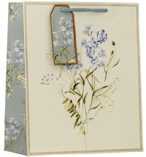Design By Violet Forget Me Not Medium Gift Bag with Ribbon Handles | Decorative paper gift bag with ribbon handles. Ideal for birthdays, weddings, anniversaries and Mother's Day.