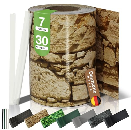 BOOGARDI Brise-Vue PVC pour clôture 19 cm x 35 m Coloris grès 1 Rouleau, 450 g/m², avec 30 Clips, Occultation pour Panneau Rigide Double Fil & clôture Rigide, Opaque et résistant aux intempéries