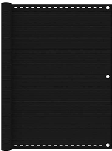 Mhdvray Ombrello da balcone antracite 75 x 300 cm in HDPE resistente ai raggi UV, permeabile al vento e all'acqua, con corda da 12 m per balconi piccoli e grandi, terrazze e giardini, Nero , 120 x 400