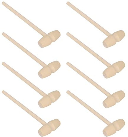 Itonash 30 Pcs Wooden Hammer Chocolate Mallet Cocoa Breaker Mini Wooden Mallet Birch Kids Toy Hammer Grip Training Hand Eye Coordination for Smash Cakes Golden Eggs Chocolate