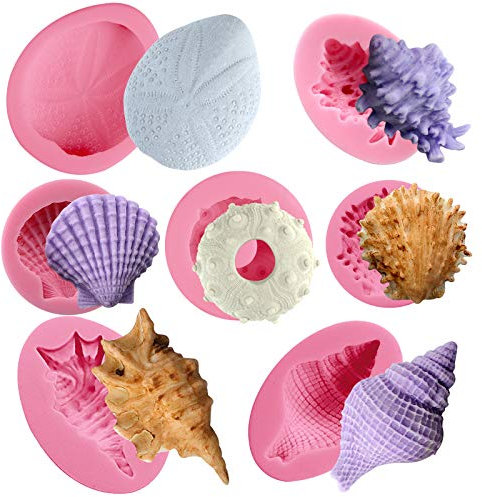 Silikonform Muschelschale Meerestier Seeigel Miesmuschel Tulpenmuscheln für Epoxidharz Fondant Tortendeko