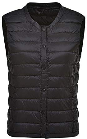 Jolisson Doudoune Gilet sans Manches Col Rond Veste Duvet Femme Manteau Léger à Bouton-Pression avec Poches Latérales Doudoune Respirant Chaud pour Hiver
