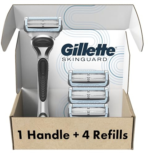 Gillette SkinGuard Razors, 1 Gillette Razor, 4 Razor Blade Refills, Designed for Men with Skin Irritation, Razor Bumps, and Sensitive Skin