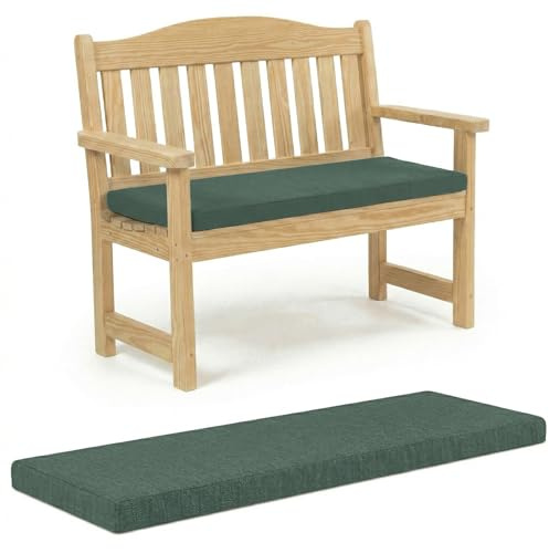 100% Waterproof Garden Bench Cushion 2/3/4 Seater Outdoor Long Bench Seat Pad for Lawn & Garden, Patio, Office, Coffee Shop with Removable Cover (2 Seater 108cm x 45cm x 5cm, Bottle Green)