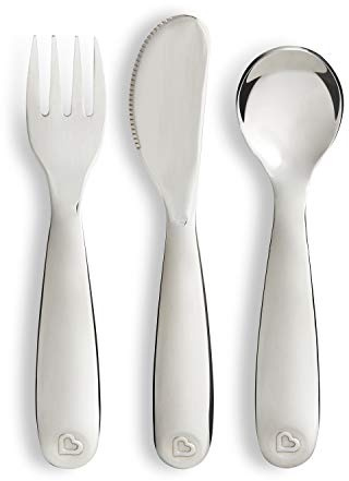 Munchkin Polish Ergonomically Designed Stainless Steel Toddler Cutlery Set, Includes Fork, Knife and Spoon