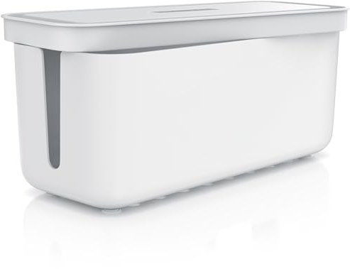 CSL - Kabelbox mit Gummifüßen - Kabelmanagement - Kabelkasten - Box zum Kabel verstecken - Mehrfachstecker-Organisator - Handy Ladebox - Schutz und Sicherheit - Anti-Rutsch-Boden - weiß