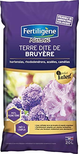 FERTILIGENE NATUREN FBR20 - Terre Dite de Bruyère UAB 20 L - Meilleur enracinement des plantes -Nourrit en continu pour une floraison plus abondante -Enrichie en fibres de miscanthus - Prêt à l'emploi